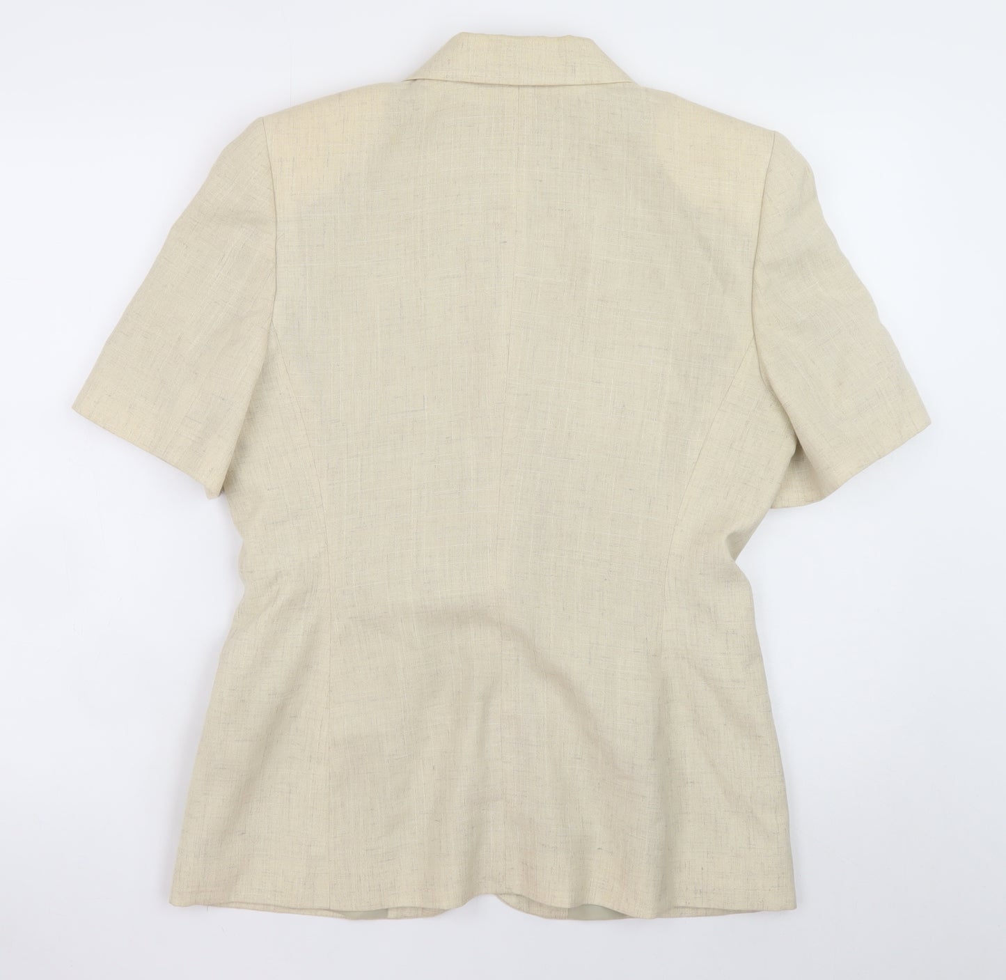 Richards Women Beige Linen Blend Short Sleeve Blazer Size 12