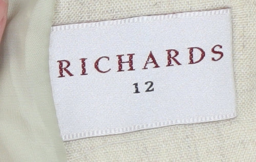 Richards Women Beige Linen Blend Short Sleeve Blazer Size 12