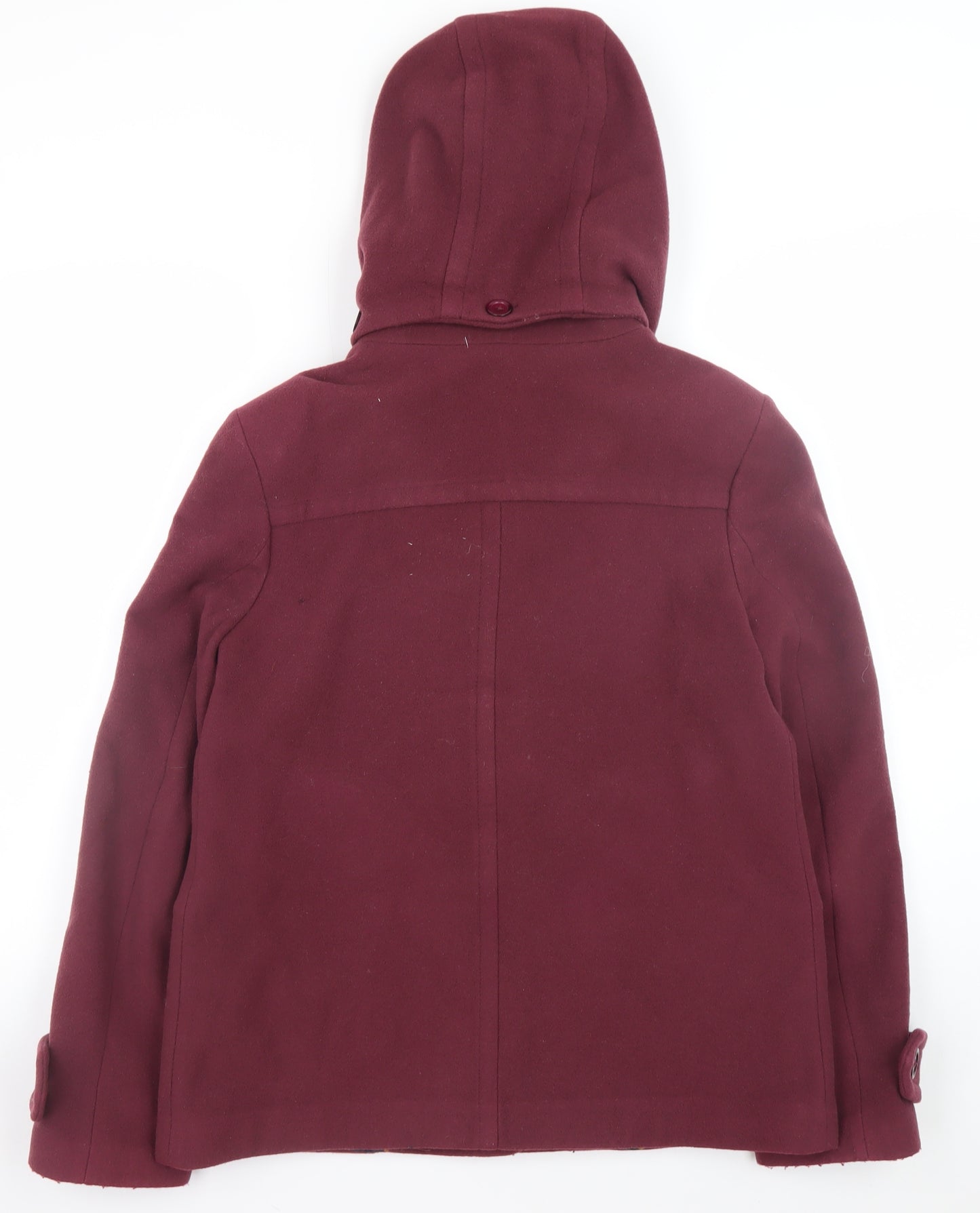 Joules Women’s Damson Wool Duffle Coat Size 12 Hooded Mid-Length