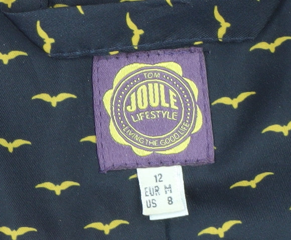 Joules Women’s Damson Wool Duffle Coat Size 12 Hooded Mid-Length