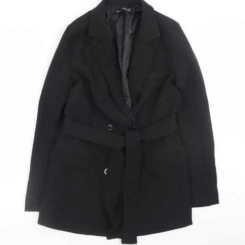 PrettyLittleThing Women's Black Belted Blazer Jacket Size 4