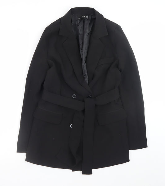 PrettyLittleThing Women's Black Belted Blazer Jacket Size 4