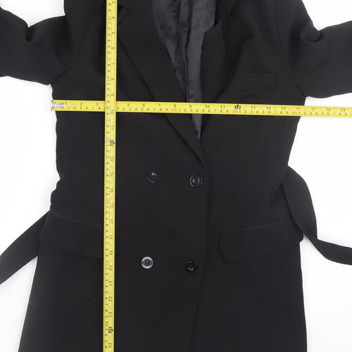 PrettyLittleThing Women's Black Belted Blazer Jacket Size 4