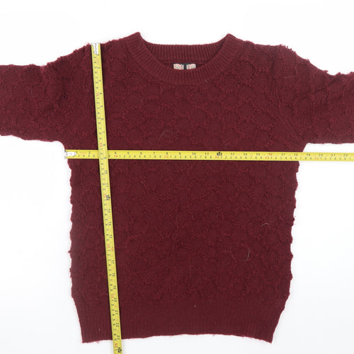 Ribbon Womens Red Textured Knit Crew Neck Jumper Size 8