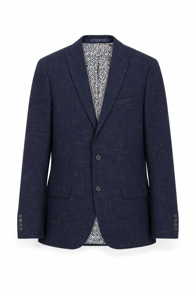 Front view of Limehaus Women's Blue Checked Regular Fit Blazer, size 10