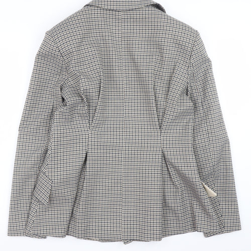 H&M Womens Beige Checked Blazer Size 10 Classic Business Jacket