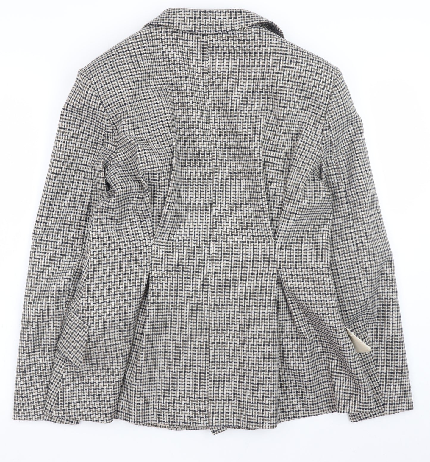 H&M Womens Beige Checked Blazer Size 10 Classic Business Jacket