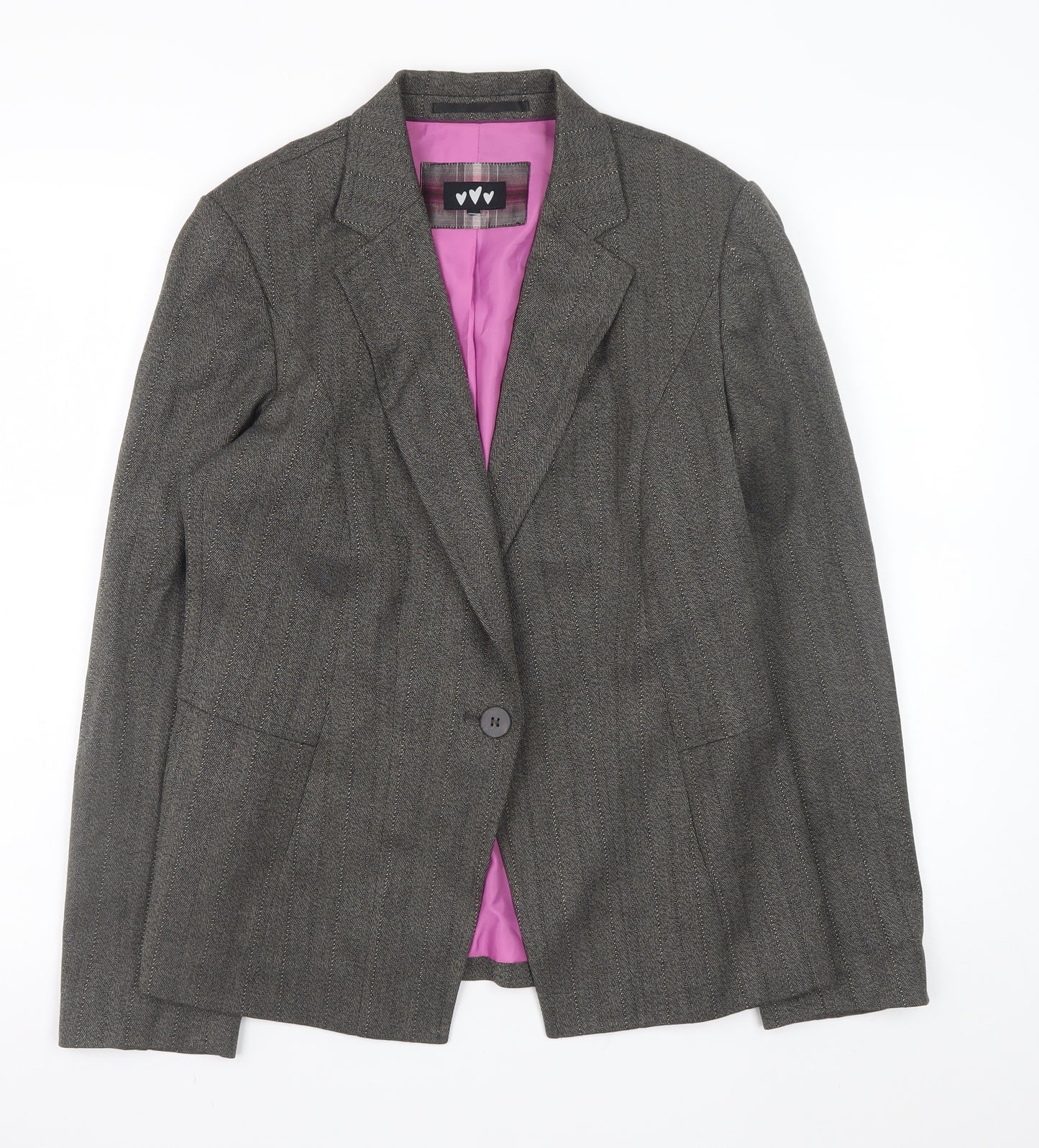 Marks and Spencer Per Una Grey Blazer Jacket Women Size 14 Classic Lined