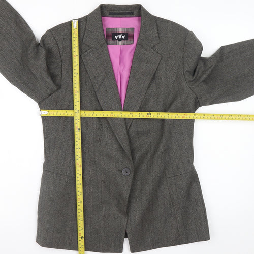 Marks and Spencer Per Una Grey Blazer Jacket Women Size 14 Classic Lined