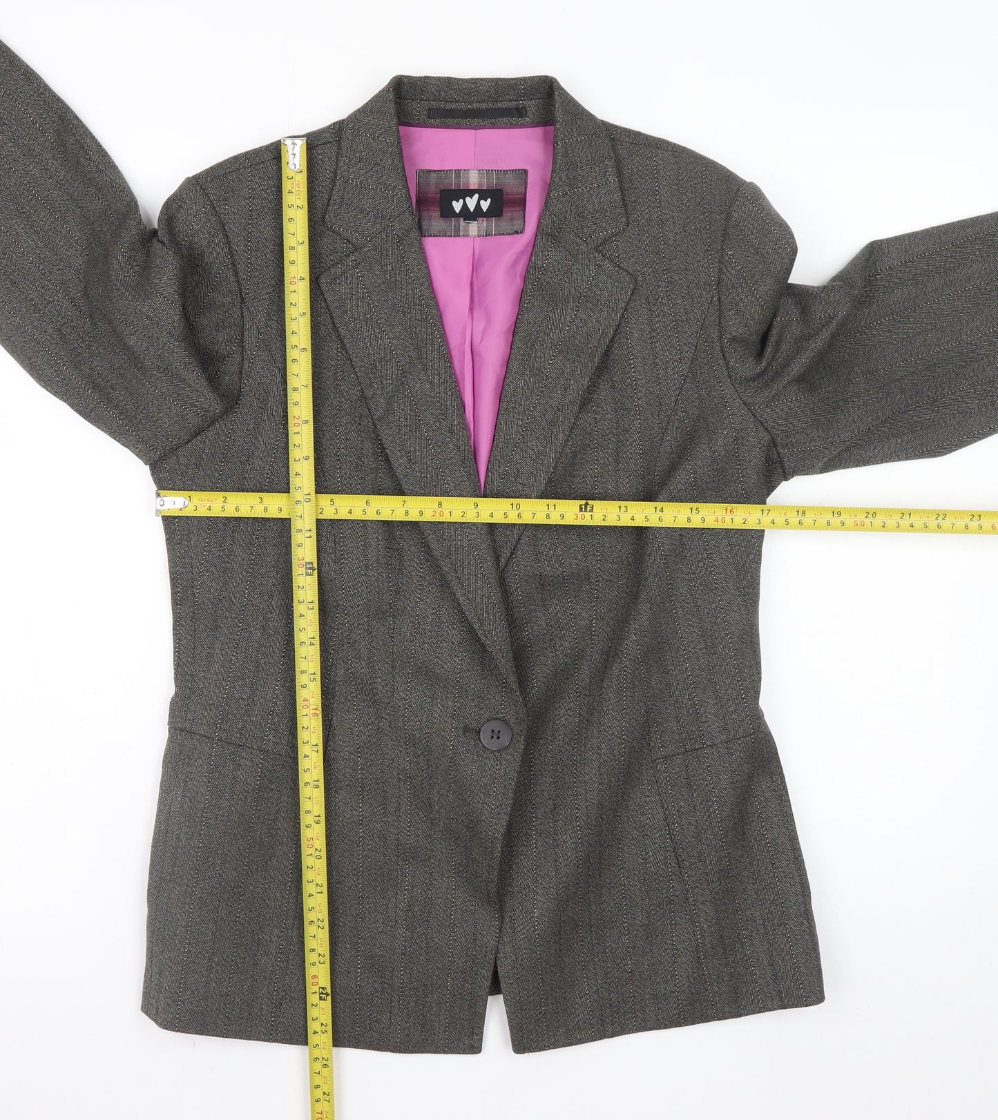 Marks and Spencer Per Una Grey Blazer Jacket Women Size 14 Classic Lined
