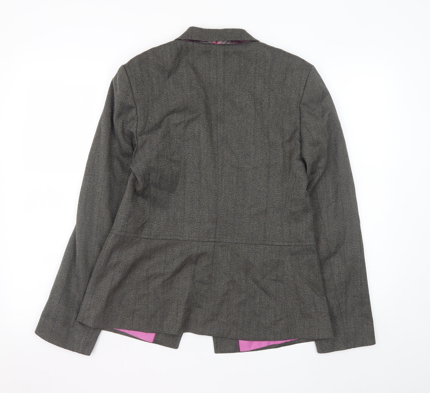 Marks and Spencer Per Una Grey Blazer Jacket Women Size 14 Classic Lined