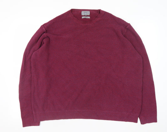 Marks and Spencer Men's Red 3XL Cotton Knit Crew Neck Jumper