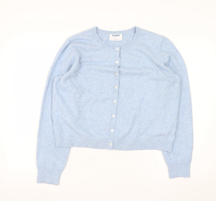 Old Navy Women Blue XL Cardigan Knit Long Sleeve Crew Neck Jumper