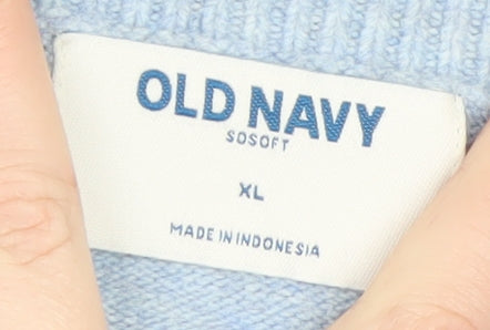Old Navy Women Blue XL Cardigan Knit Long Sleeve Crew Neck Jumper
