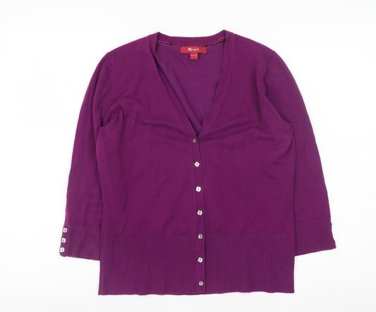 Monsoon Women Purple V-Neck Button Knit Cardigan Size 14