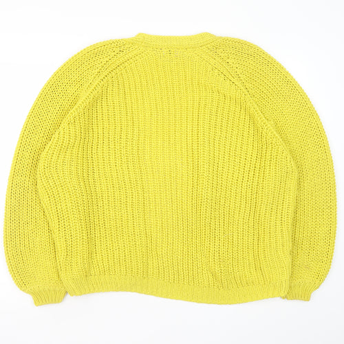 River Island Women's Yellow Chunky Knit Open Cardigan Size M