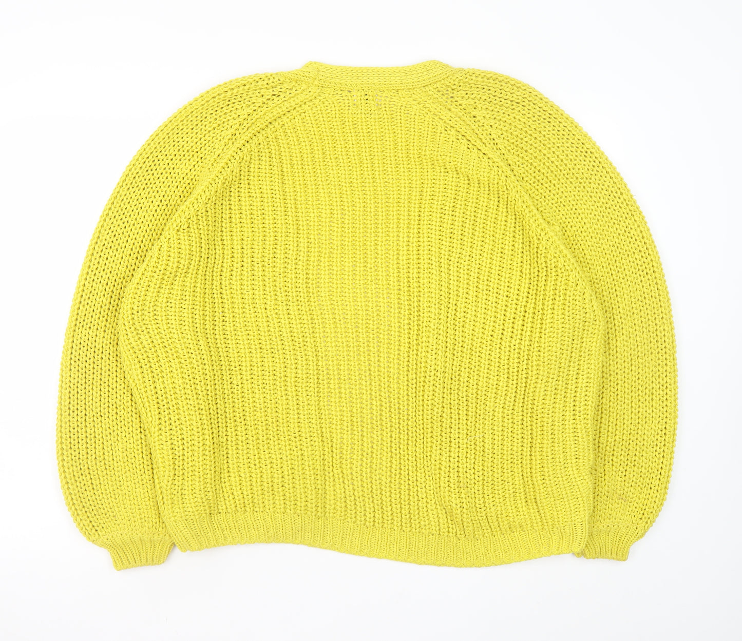 River Island Women's Yellow Chunky Knit Open Cardigan Size M