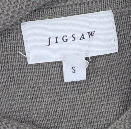 Jigsaw Women’s Grey Wool High Neck Cardigan Size S