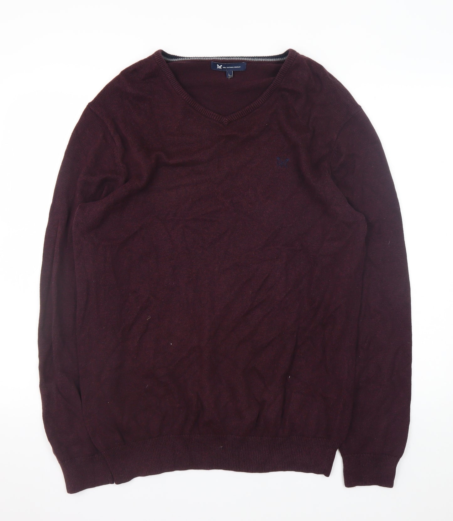 Crew Clothing Company Men's Brown L V-Neck Cotton Cashmere Jumper