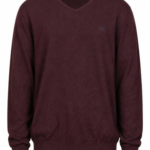 Crew Clothing Company Men's Brown L V-Neck Cotton Cashmere Jumper