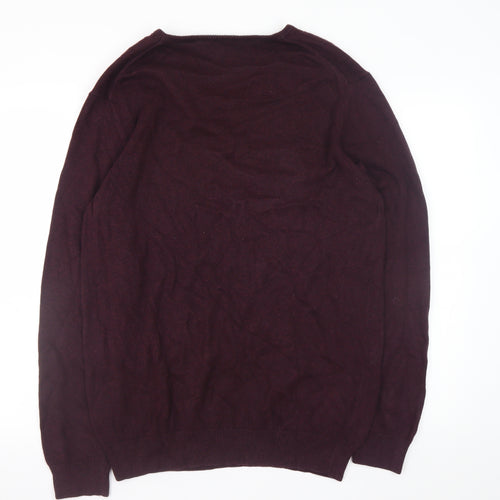 Crew Clothing Company Men's Brown L V-Neck Cotton Cashmere Jumper