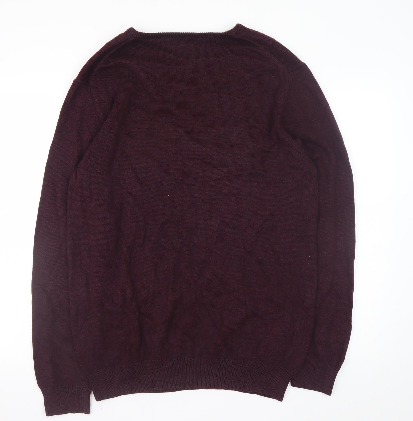 Crew Clothing Company Men's Brown L V-Neck Cotton Cashmere Jumper