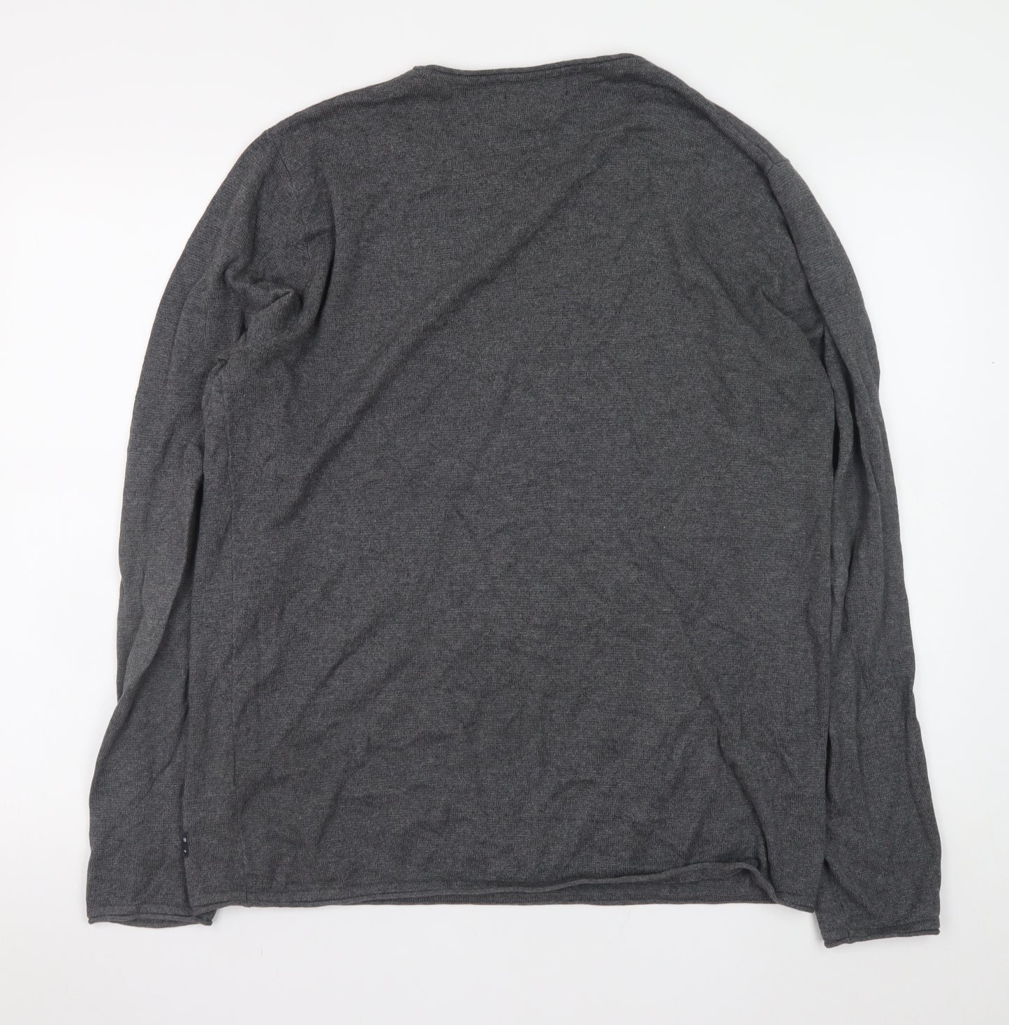 Jack & Jones Mens Grey Cotton Blend Crew Neck Pullover Jumper L