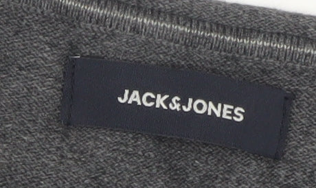 Jack & Jones Mens Grey Cotton Blend Crew Neck Pullover Jumper L