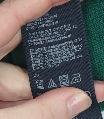 Tommy Hilfiger Men's Green V-Neck Cotton Pullover Jumper L