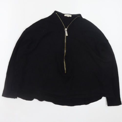 River Island Women's Black Size 8 1/2 Zip Knit Jumper