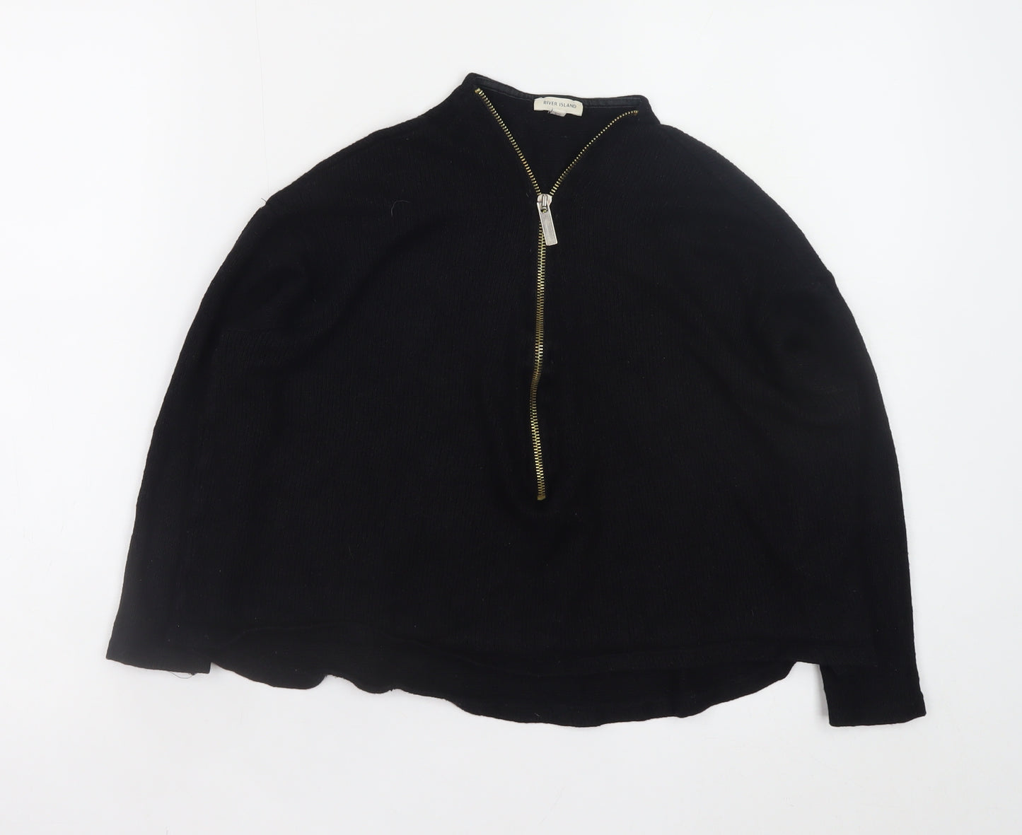 River Island Women's Black Size 8 1/2 Zip Knit Jumper