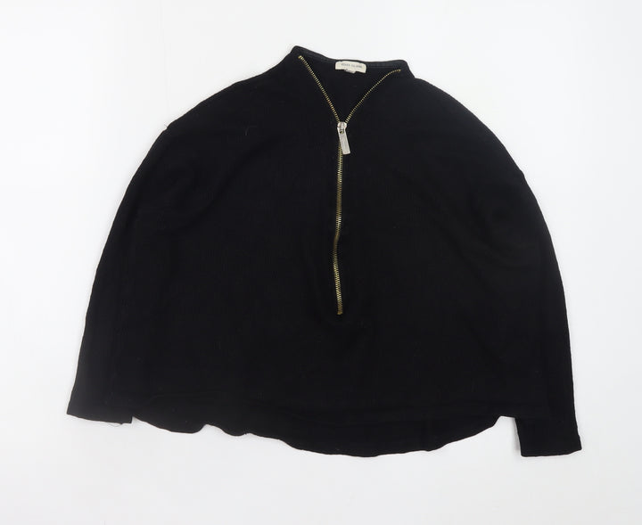 River Island Women's Black Size 8 1/2 Zip Knit Jumper