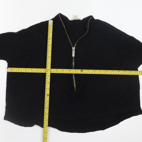 River Island Women's Black Size 8 1/2 Zip Knit Jumper
