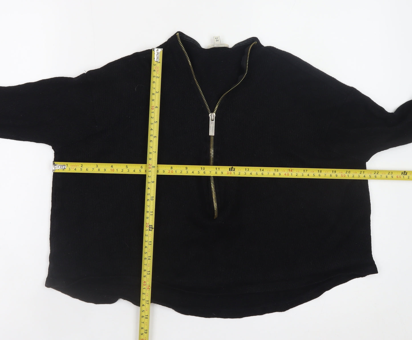 River Island Women's Black Size 8 1/2 Zip Knit Jumper