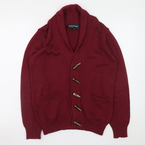Cloak & Dagger Mens Red Shawl Collar Knit Cardigan Jumper S