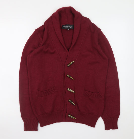 Cloak & Dagger Mens Red Shawl Collar Knit Cardigan Jumper S