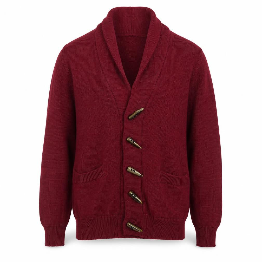 Cloak & Dagger Mens Red Shawl Collar Knit Cardigan Jumper S