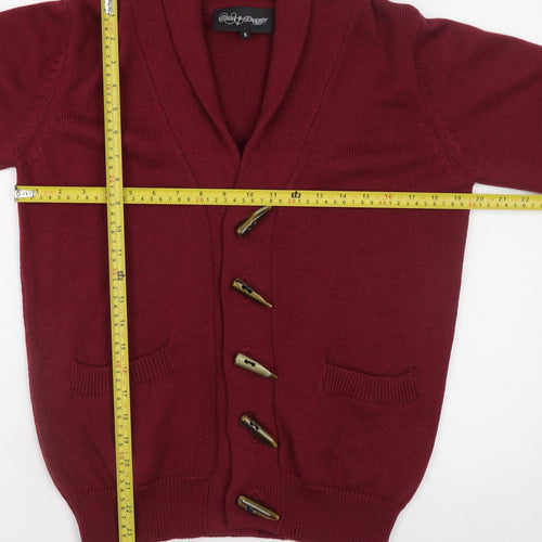 Cloak & Dagger Mens Red Shawl Collar Knit Cardigan Jumper S