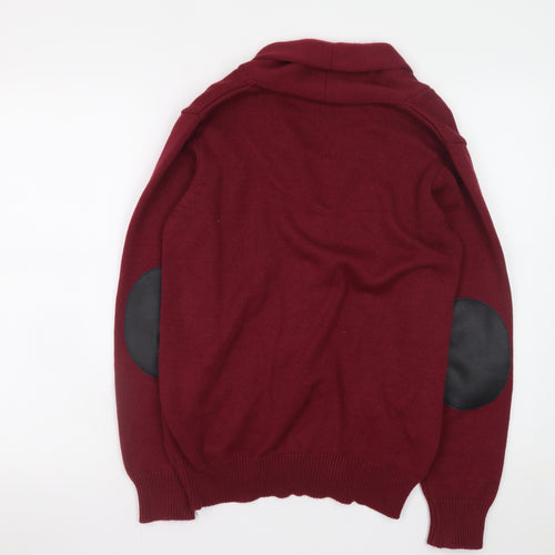 Cloak & Dagger Mens Red Shawl Collar Knit Cardigan Jumper S