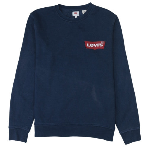 Levi's Men's Blue Crew Neck Pullover Sweatshirt Size L Logo Fleece