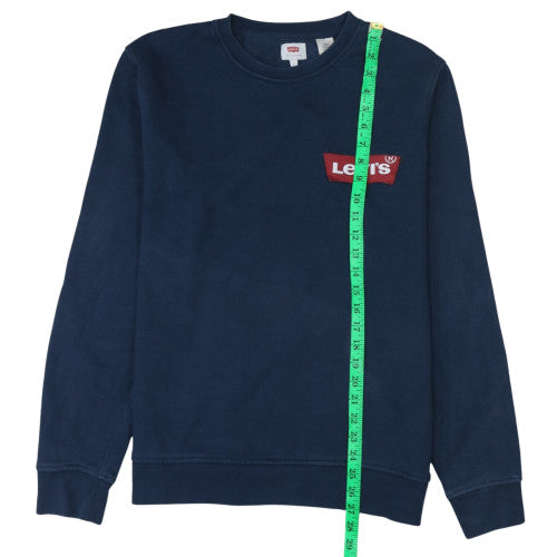 Levi's Men's Blue Crew Neck Pullover Sweatshirt Size L Logo Fleece
