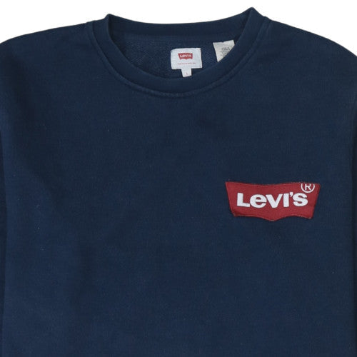 Levi's Men's Blue Crew Neck Pullover Sweatshirt Size L Logo Fleece