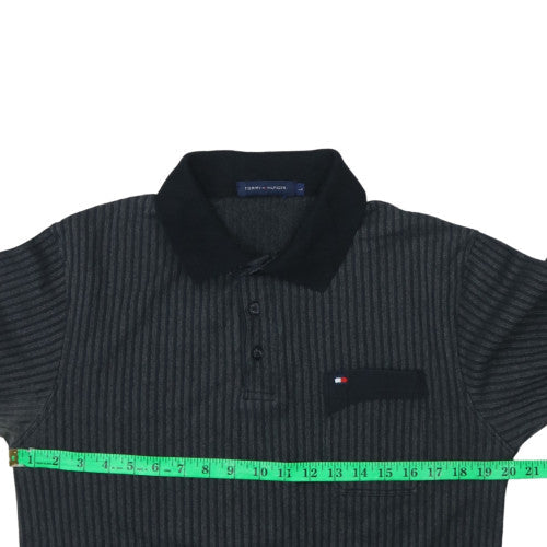 Tommy Hilfiger Men's Black Long Sleeve Striped Polo Shirt L
