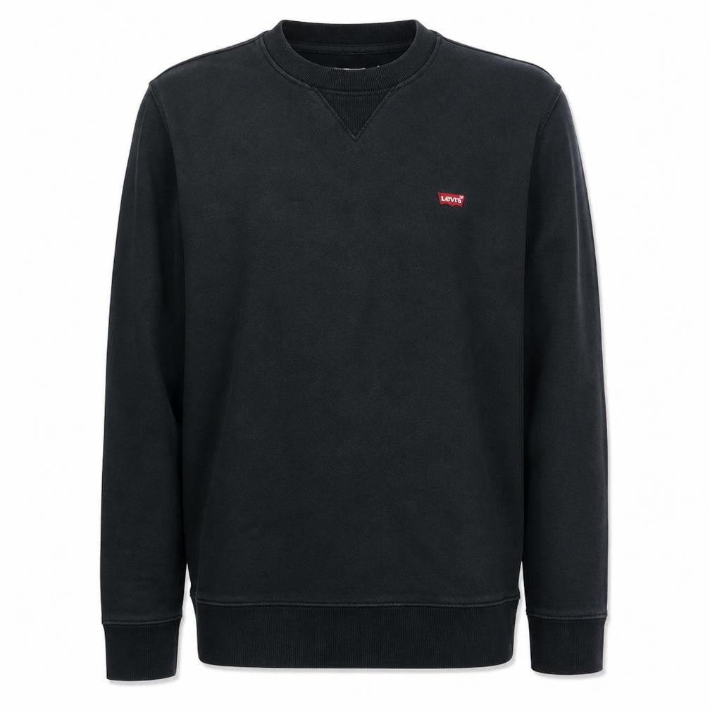 Front view of Levi's Men's Black Crew Neck Pullover Sweatshirt, size S