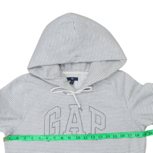GAP Women Grey Striped Pullover Hoodie M Hooded Casual Sweatshirt