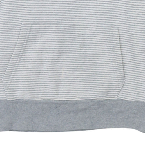 GAP Women Grey Striped Pullover Hoodie M Hooded Casual Sweatshirt