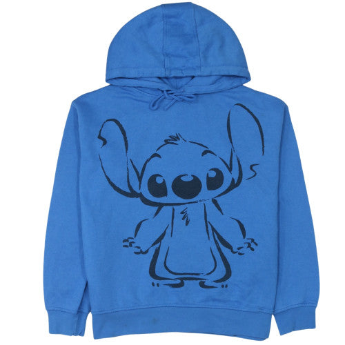 Disney Women Blue Stitch Pullover Hoodie Size 12 M Graphic Sweatshirt