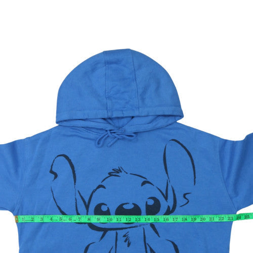 Disney Women Blue Stitch Pullover Hoodie Size 12 M Graphic Sweatshirt