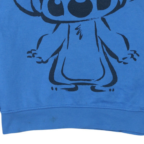 Disney Women Blue Stitch Pullover Hoodie Size 12 M Graphic Sweatshirt