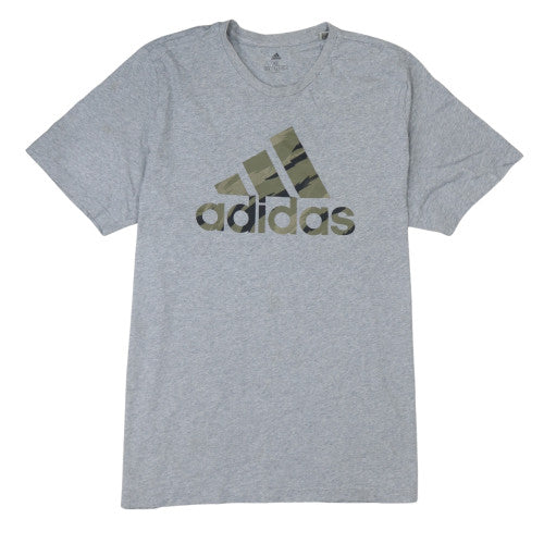 Adidas Men's Grey Camouflage Logo Crew Neck T-Shirt XL